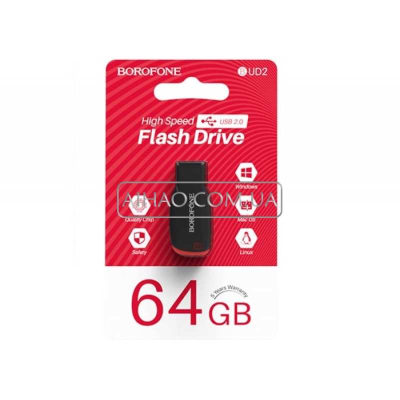 Флеш пам'ять USB Borofone BUD2 USB 2.0 64GB Steel