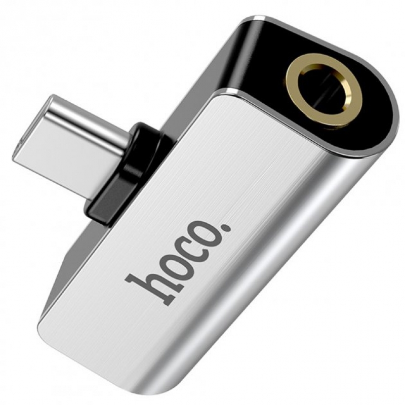 Адаптер Hoco LS26 Type-C 2-in-1 audio converter Silver