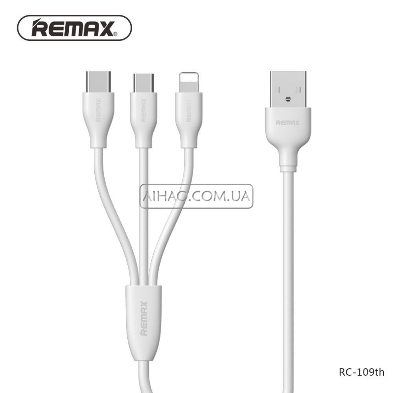 Кабель USB Remax RC-109th 3in1 Type-C, Lightning, Micro-USB