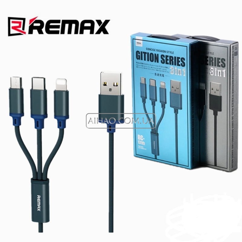 Кабель USB Remax RC-131th 3in1 Type-C, Lightning, Micro-USB