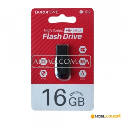 Флеш пам'ять USB Borofone BUD2 USB 2.0 16GB Steel