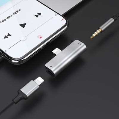 Переходник Hoco LS25 Lightning to 3,5 AUX silver