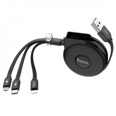 Кабель USB HOCO U50 3in1 Type-C, Lightning, Micro-USB