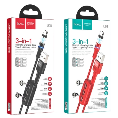 Кабель USB HOCO U98 3in1 Type-C, Lightning, Micro-USB