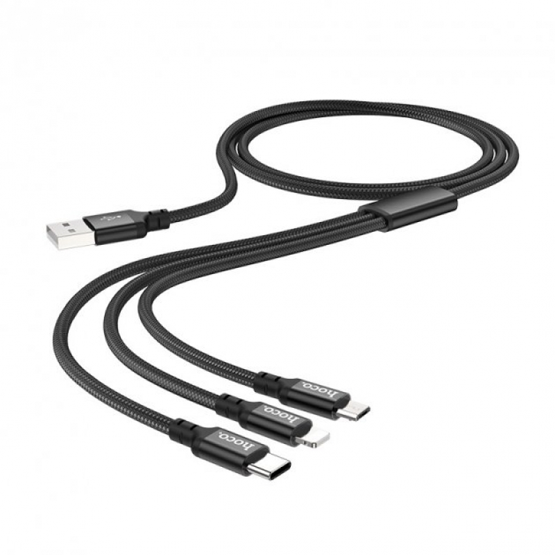 Кабель USB HOCO X14 3in1 Type-C, Lightning, Micro-USB